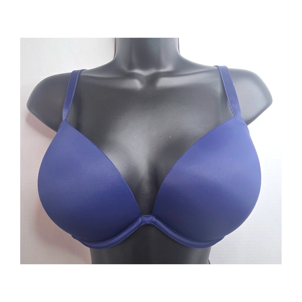 Victoria's Secret PINK Wear Everywhere T-Shirt Bra Navy Blue Pink 34DD Underwire